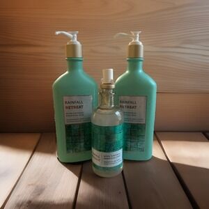 BATH & BODY WORKS‎ RAINFALL RETREAT ESSENTIAL MIST & BODY LOTIONS AROMA LOT OF 3